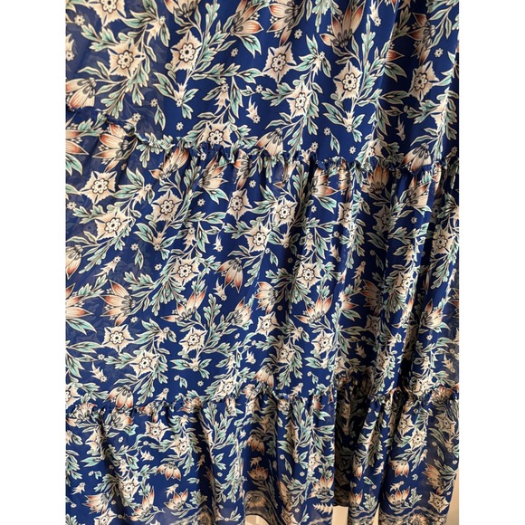 Max Studio London Boho Floral Maxi Dress Large Smocked Waist Puff Sleeve - Picture 9 of 11